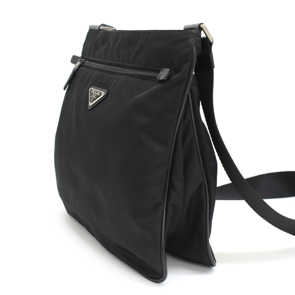 Prada Nylon Triangle Shoulder Plate Black Crossbody Logo Bag - Picture 1 of 9